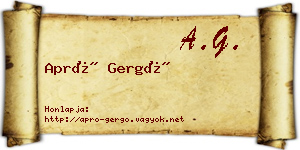 Apró Gergő névjegykártya